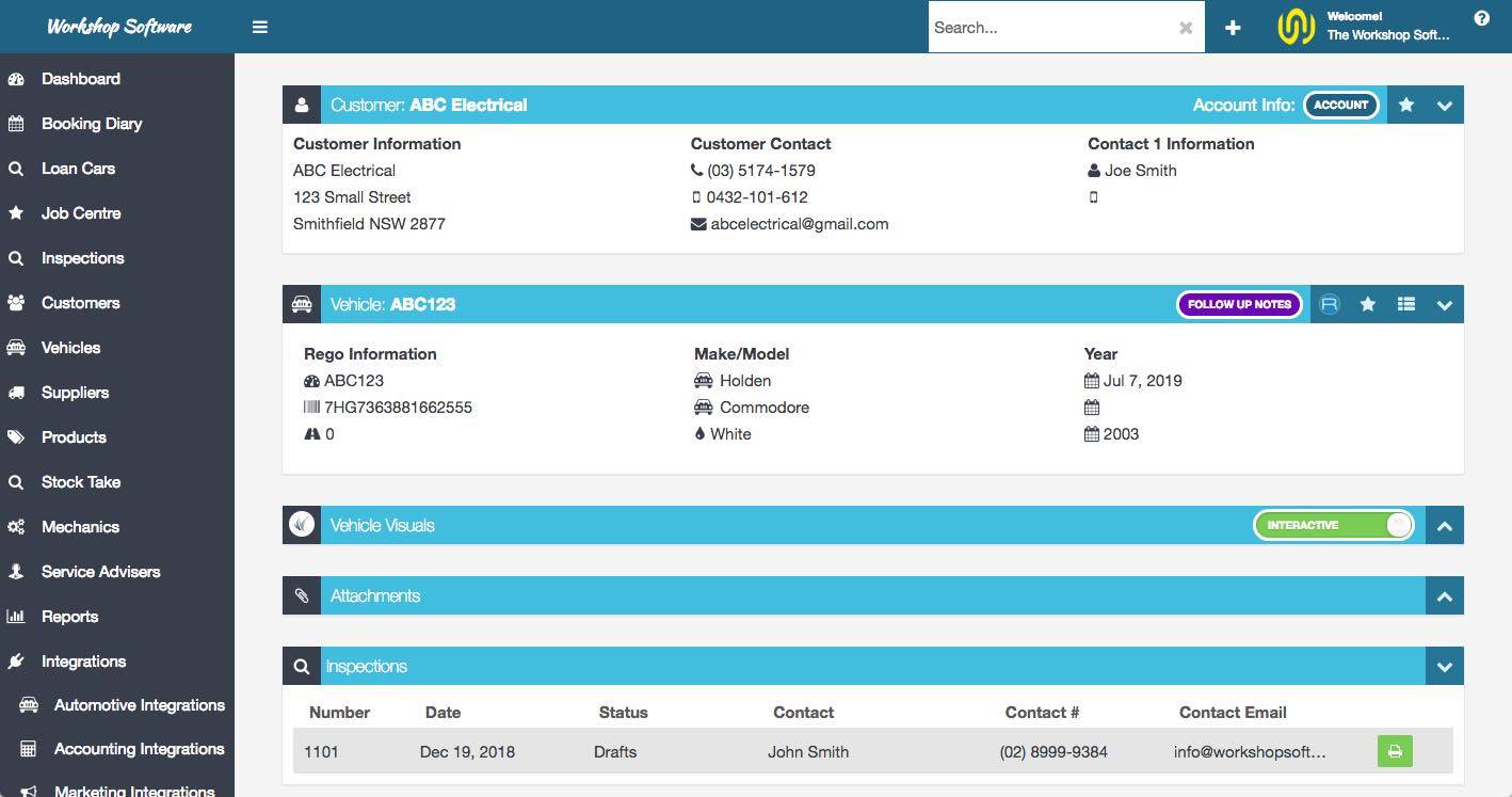 Workshop Software Dashboard - Workshop Management Software